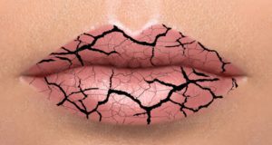 Lips with painted cracks on them